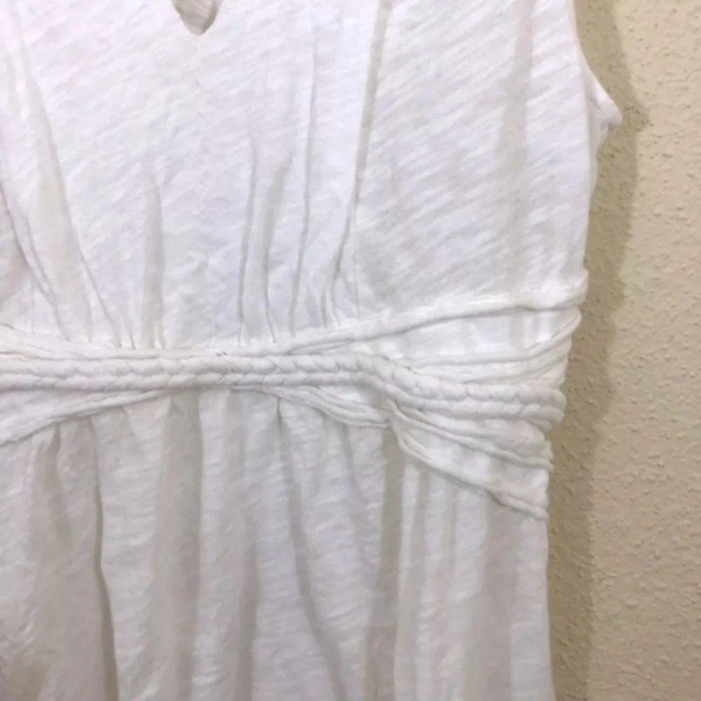 Anthropologie Deletta White Braided V-Neck Tee XS - Picture 5 of 5